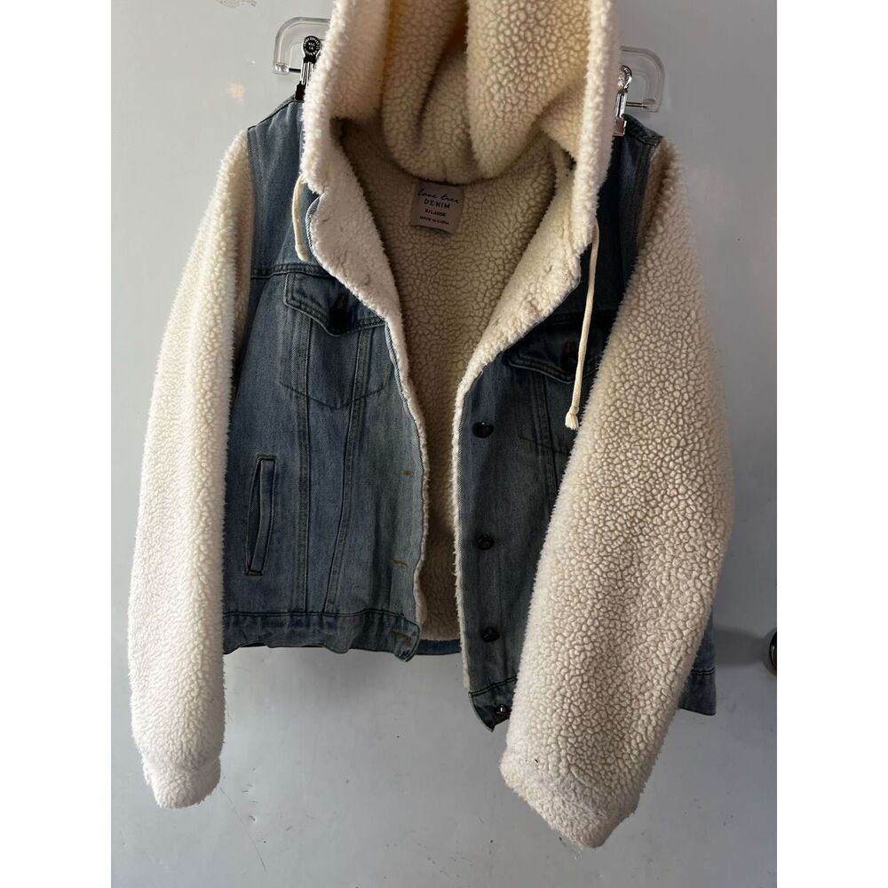 sherpa-lined denim trucker jacket XL
